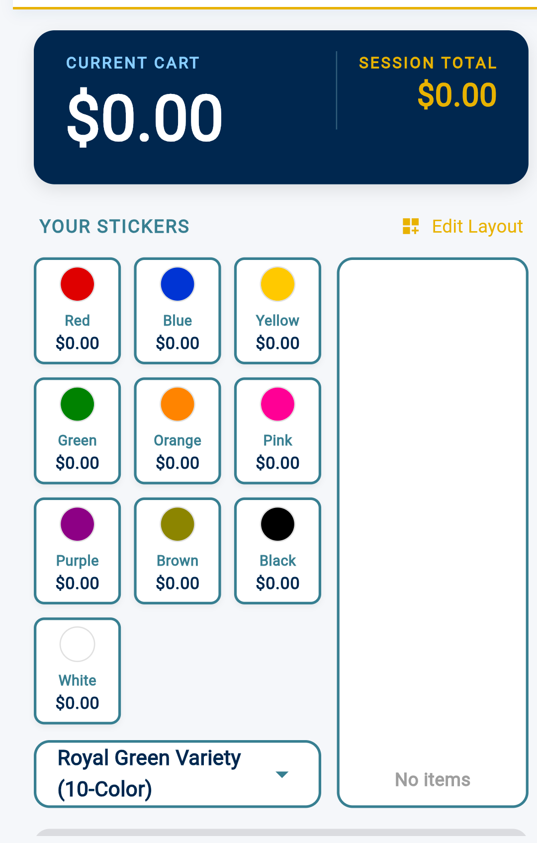 StickerCalc Color Tag Checkout